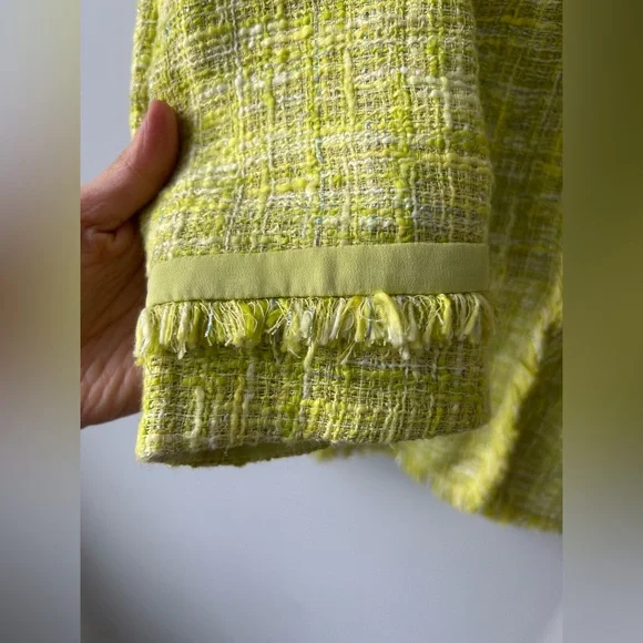 Lafayette 148 tweed yellow green jacket blazer - Picture 4 of 7